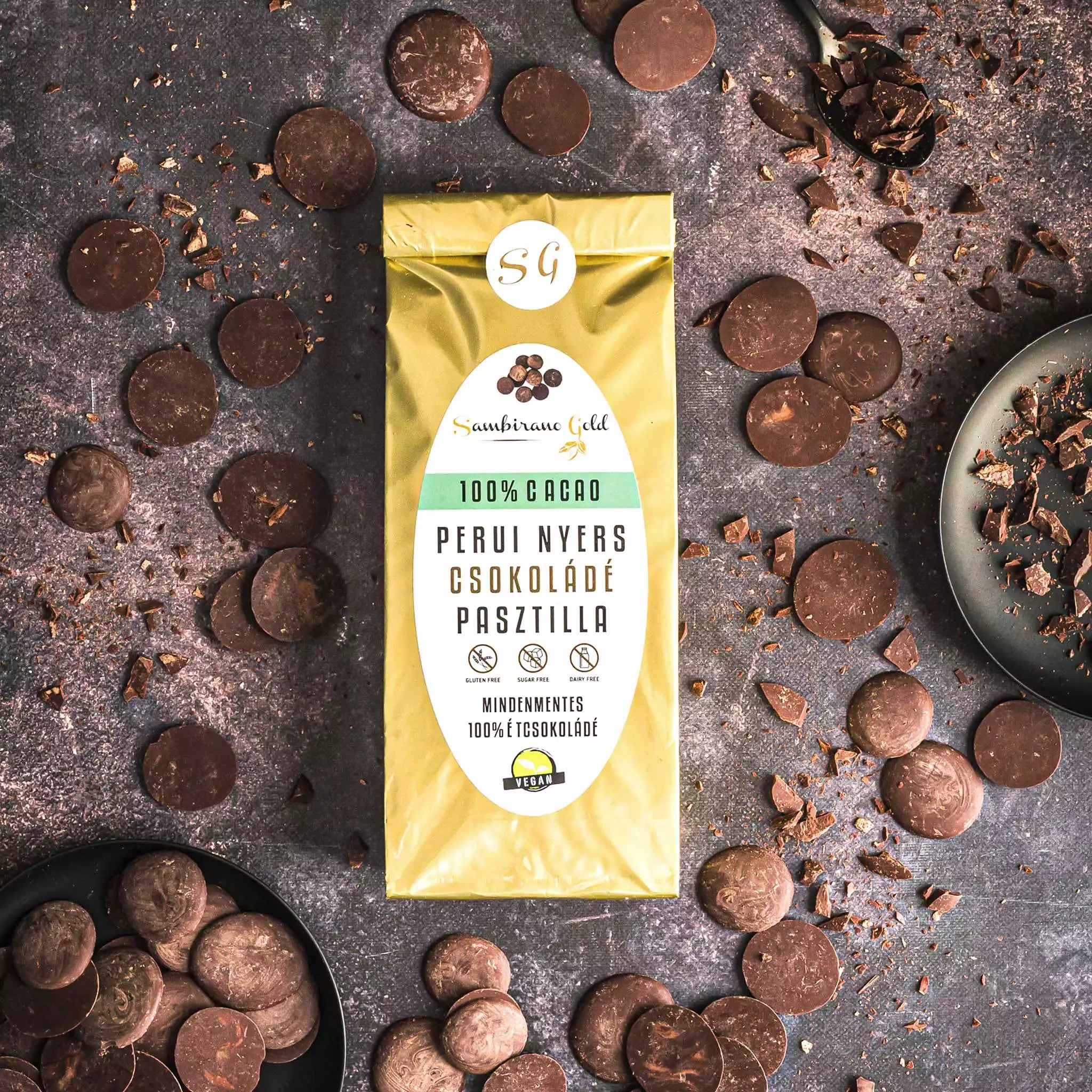 Sambirano Gold - Perui nyers csokoládé pasztilla 